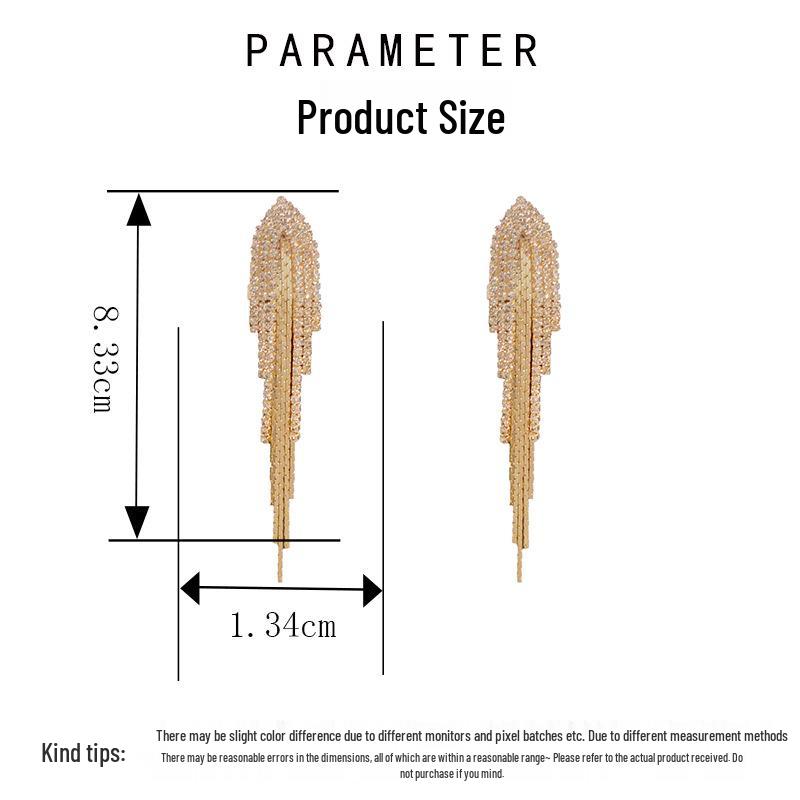 Elegant Geometric Zircon Tassel Earrings - Stylish, Light, Versatile Fashion Accessories