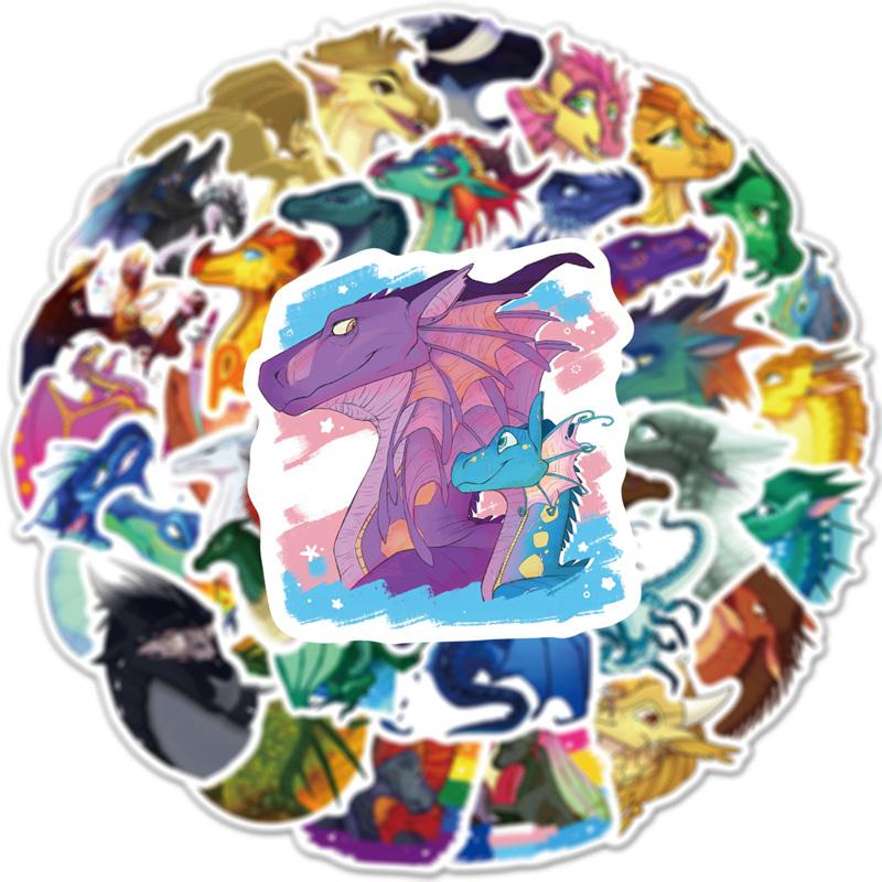 60Pc Fire Wing Dragon Cartoon Stickers Same Cute Stickers Vtuber Luggage Stickers Mug Stickers Notebook Decoration Stickers