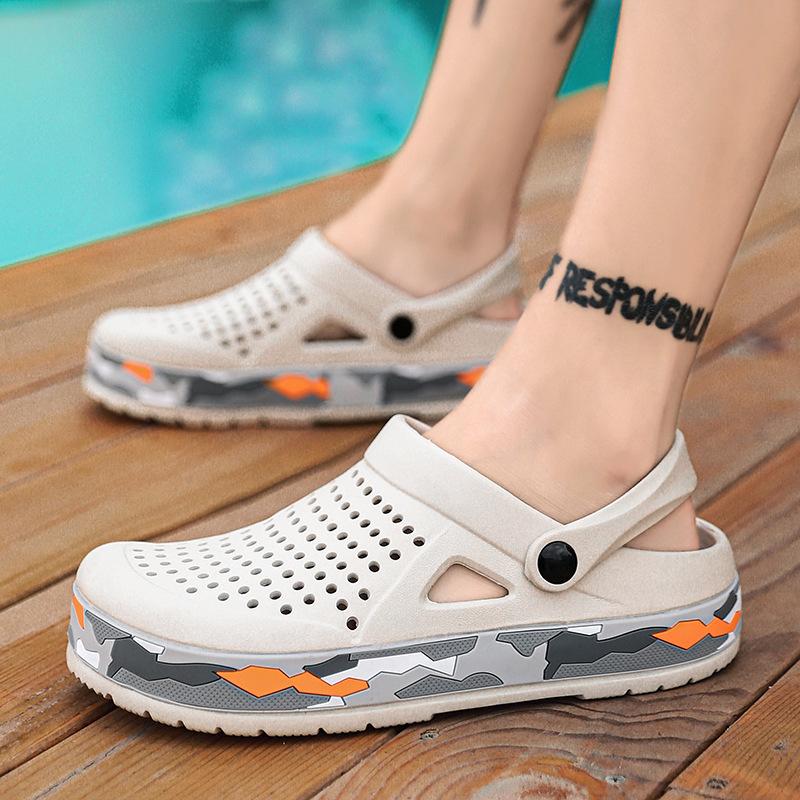 Summer Men's Sandals Casual Large Size Garden Shoes Outdoor Hole Shoes Foreign Trade Slippers Breathable Beach Shoes Men
