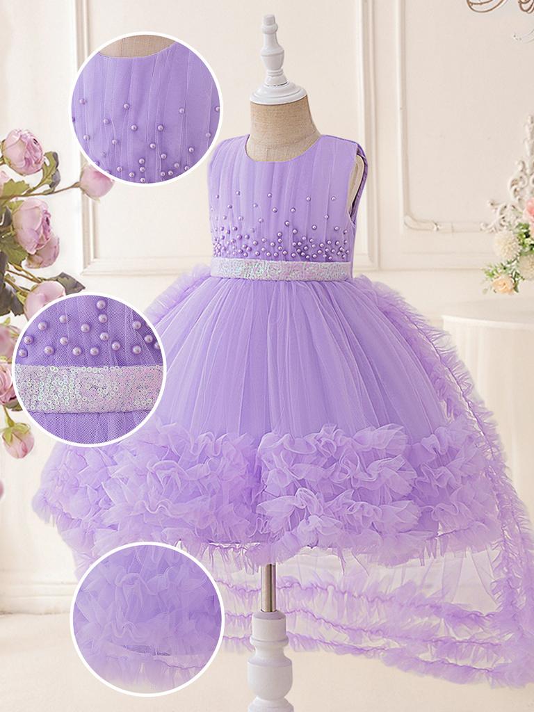 Flower Girl Princess Dress For Weddings Summer Kid Formal Bow Long Gown For School Evening Party Children New Year Cloth T6050