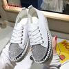 Fashion Aphixta Loafers Shoes Women Luxury Silver Crystal Lace-up Platform Shoes Woman Sequined Cloth Bling Crysta Black Flat Heels Shoe