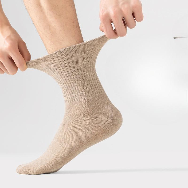 Men's Pure Cotton Socks, Mid-calf Socks, Sweat-absorbing, Antibacterial and Deodorizing for Autumn and Winter, Business Cotton Socks, Versatile