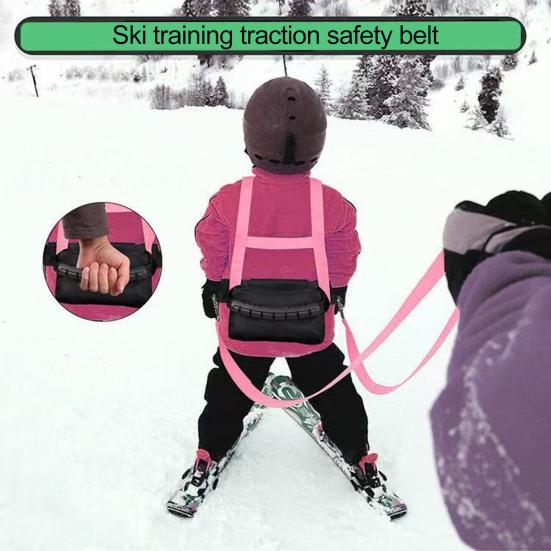 Children Ski Training Harness with Easy Lift Handle Heavy Duty Teach Kids Speed Control Beginner Snowboarding Skiing Auxiliary Trainer Traction Safety