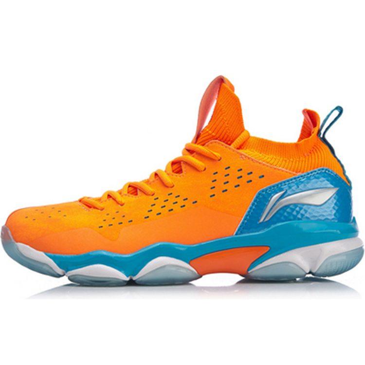 Li Ning 2 Rutschfest Leicht Nicht Rutschend Leicht Mittelhoch Badminton Schuhe Unisex Neon Glow Orange AYZP001-1