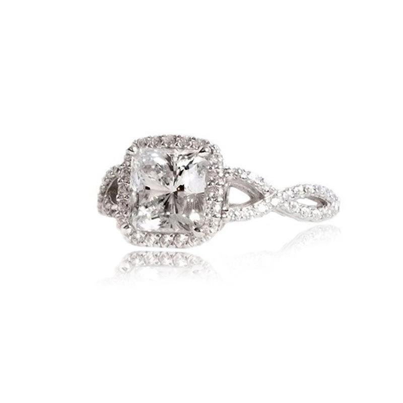 Square Bag Chain Twist Arm Fashion Zircon Women'S Ring, Design Style Fashion Wedding Ring, Girlfriend Engagement Ring
