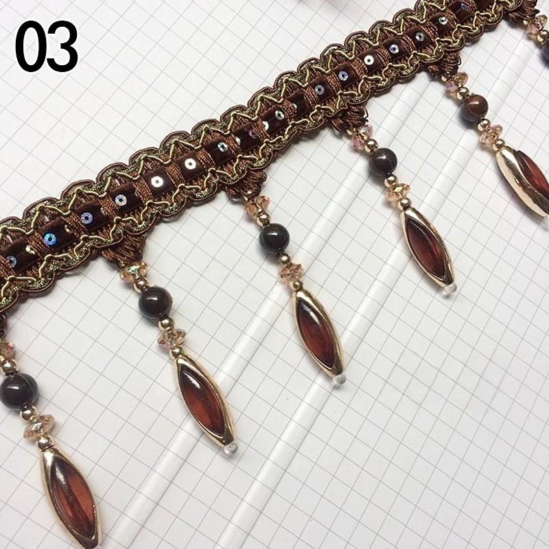 12m Crystal Bead Pendant Tassel Fringe Lace Trim Edge DIY Upholstery Curtain Ribbon  Sewing Curtain Accessorie Lace Decoration