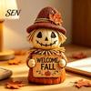 Small Thanksgiving Party Props Fall Scarecrow Figurine, Wooden Pumpkin Statue, Rustic Autumn Indoor Seasonal Accents Harvest Tabletop Decoration