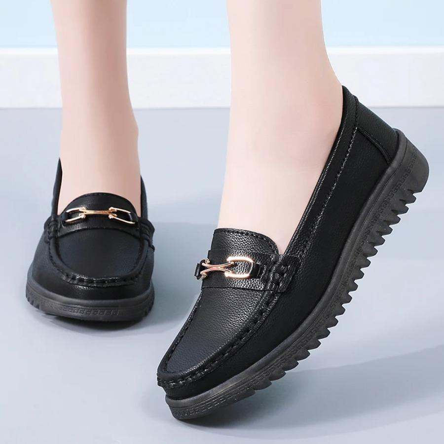 Women's Flats Fashion 100% Leather Flat Nurse Shoes Smooth Casual Breathable Women Plus Size Light Mom Shoes Women Shoes