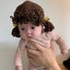 Bangs Baby Gebreide Muts met Vlechtjes Pruik Bevestigd Kinder Cosplay Haar Kap voor Baby Meisjes