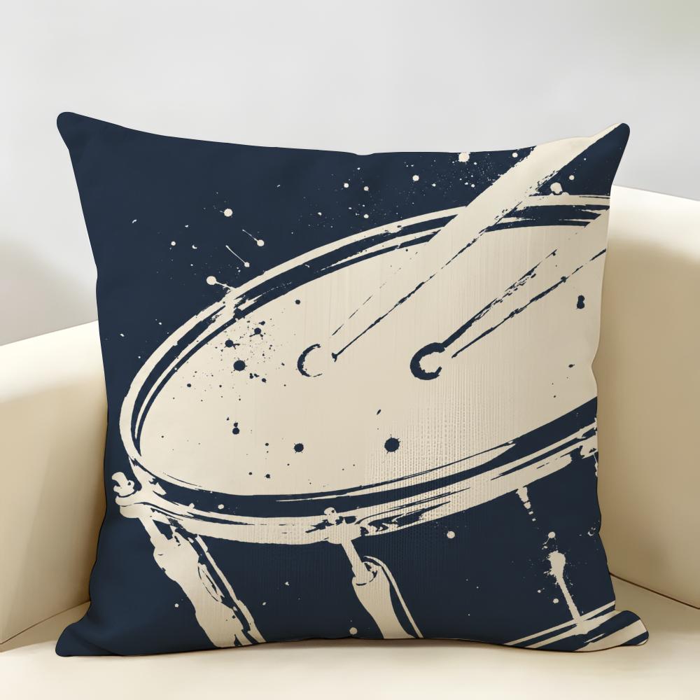 Musical Boho Jazz Cushion Cover Durable Hypoallergenic Organic Linen Pillow Cover Short Size Washable SkinFriendly