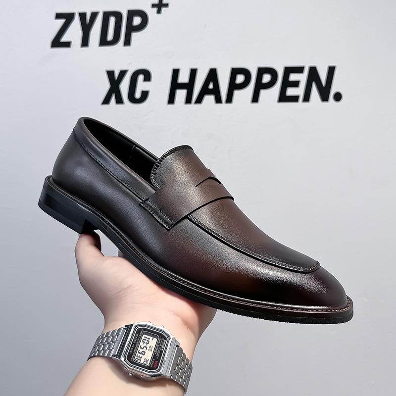 New Casual Breathable Men's Shoes British Style Business Dress Pointed One Pedal Men's Leather Shoes 24305-A