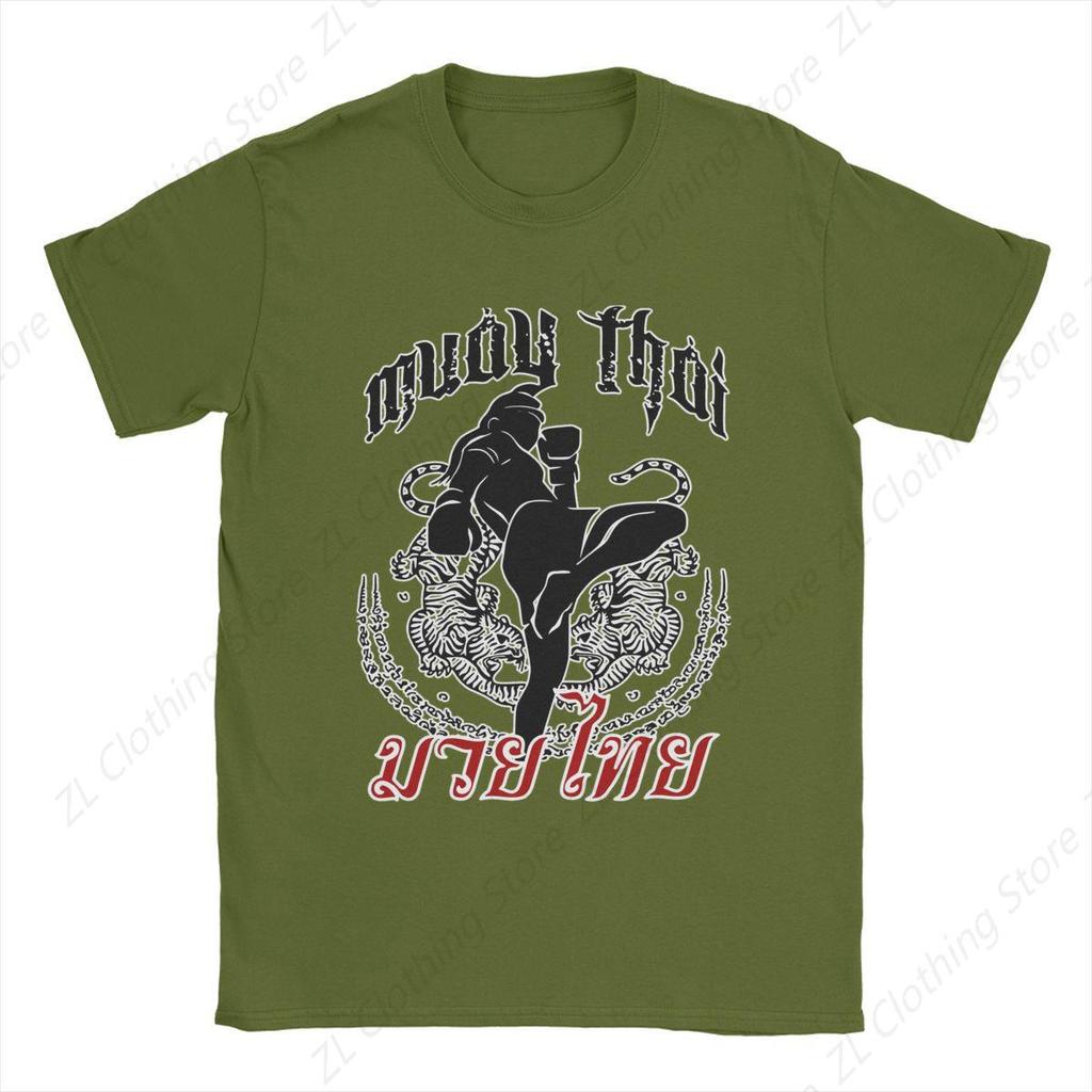 Muay Thai Tiger Jiu-jitsu T-Shirt Men Brazilian Boxing Fighter Vintage 100% Cotton Tees Short Sleeve T Shirts Plus Size Clothing