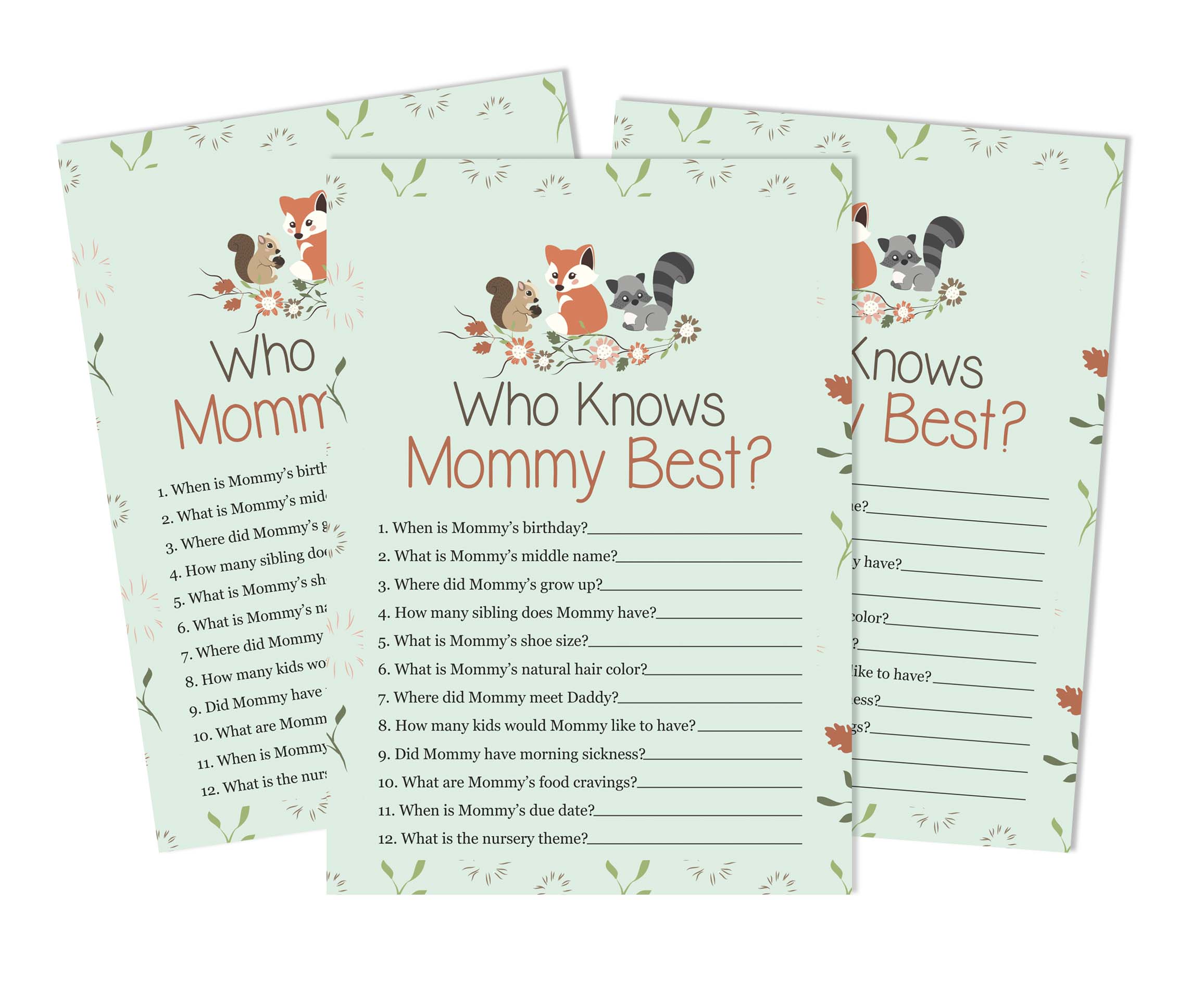 

Inkdotpot 50 дитячих алфавітів ABC Game Animals Baby Shower Game-Gender Neutral Party Supplies 5 x 7 Inches зелений