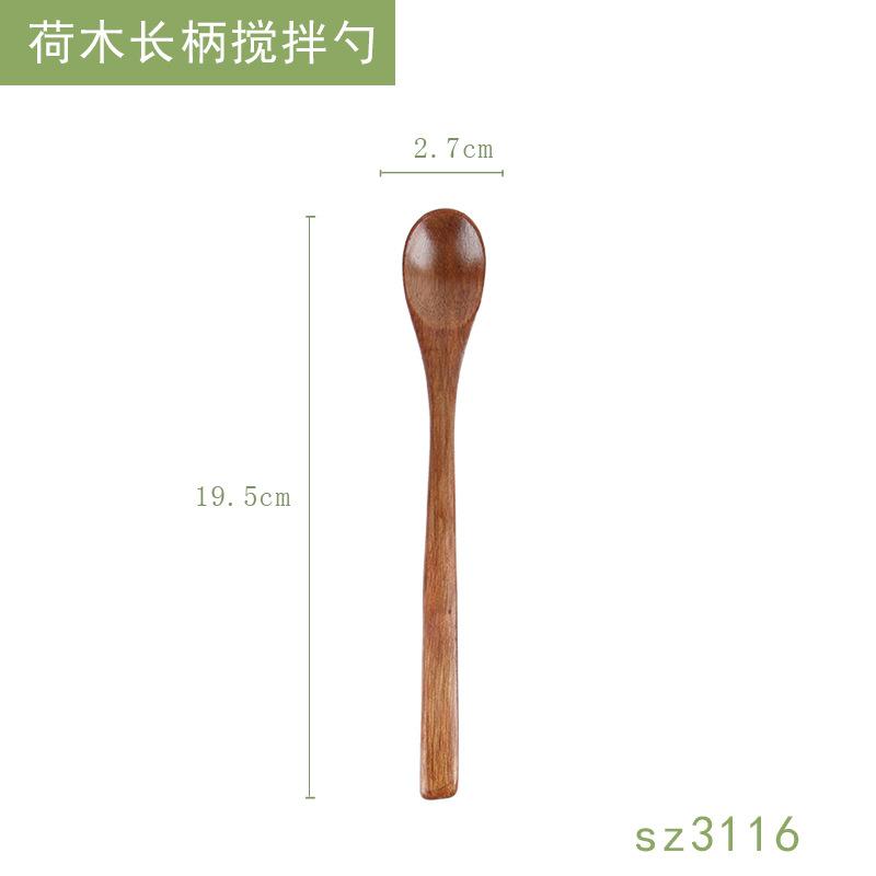 Shaped Solid Wood Fork Wooden Spoon Japanese Long Handle Fruit Fork Dessert Fork Cake Wooden Spoon Fork Cutlery Natural Logs