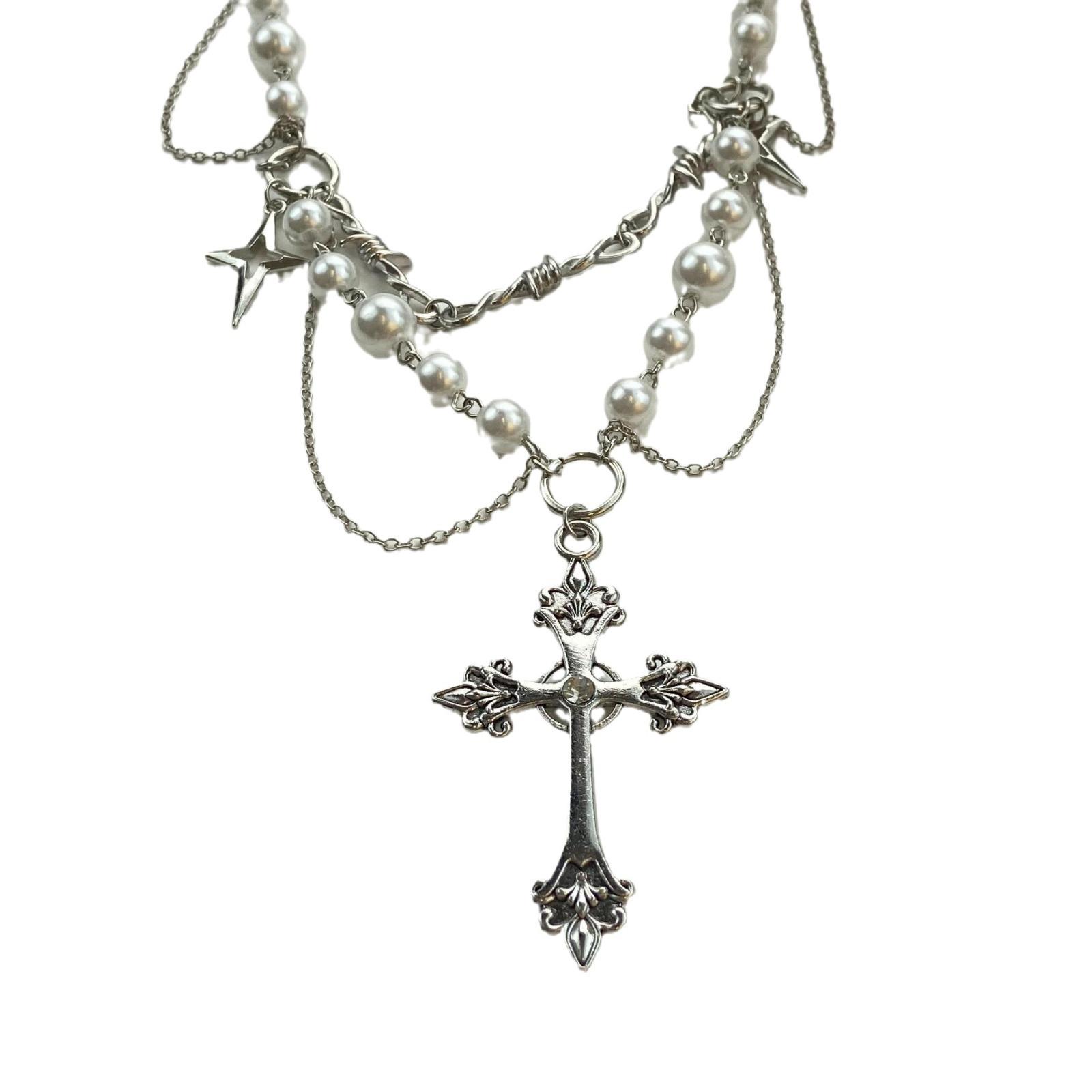 Винтажное готическое многослойное жемчужное колье-чокер на шею женская цепочка на ключицы нишевые аксессуары