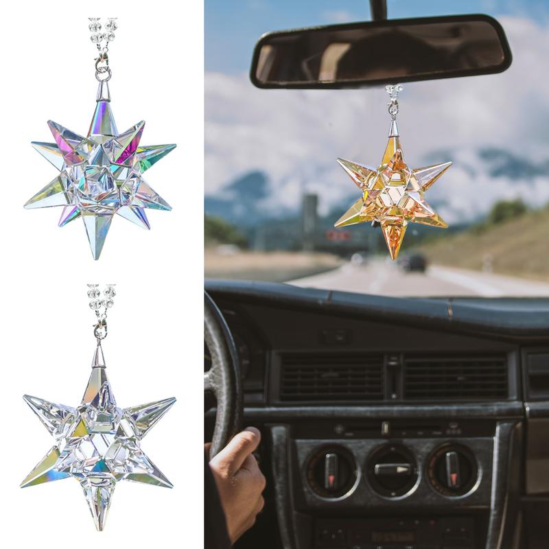 Exquisite Crystal Snowflakes Car Pendant Decoration Ornaments Sun Catcher Snowflake Hanging Trim Accessories Presents Gifts