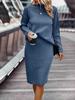 Europäisches und Amerikanisches Herbst/Winter Einfarbiger Langarm Halber Hoher Kragen Pullover Damen Set