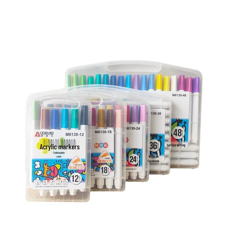 48-Color Acrylic Markers for Primary School Art and Journaling - Multi-color Drawing Pens