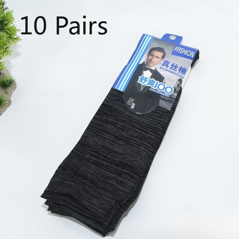 5 Pairs - Summer Lightweight, Durable, Sweat-absorbent and Breathable Men's Pure Silk Cotton Casual Sports Stockings Mid-calf Socks