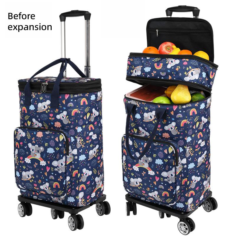 Telescopic Trolley Bag Supermarket Shopping Bag Folding Portable Lightweight Universal Wheel Travel Bag