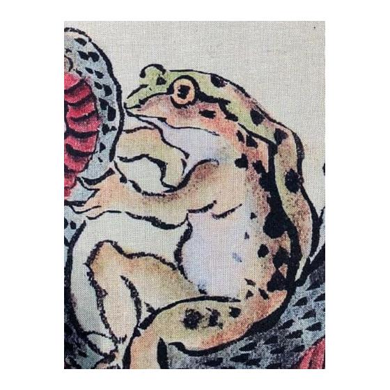 Kawanabe Kysai "Frolic of Frogs and Snakes" Ukiyo-e Tenugui (Japanese Towel) - Large Size, 100% Cotton, Made In Japan