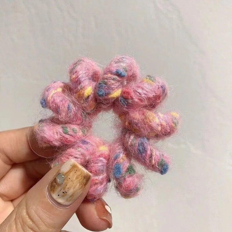 Trendy Plush Telephone Wire Elastic Hair Bands Scrunchies Sweet Colorful Hair Ropes Rubber Bands For Women Hair Accessories Gift