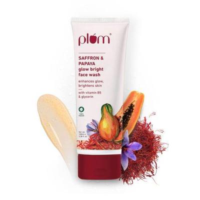Limpiador facial iluminador de ciruela, azafrán y papaya | Con vitamina B5 | Limpiador facial iluminador para mujeres y hombres | 100 % vegano | 100 ml