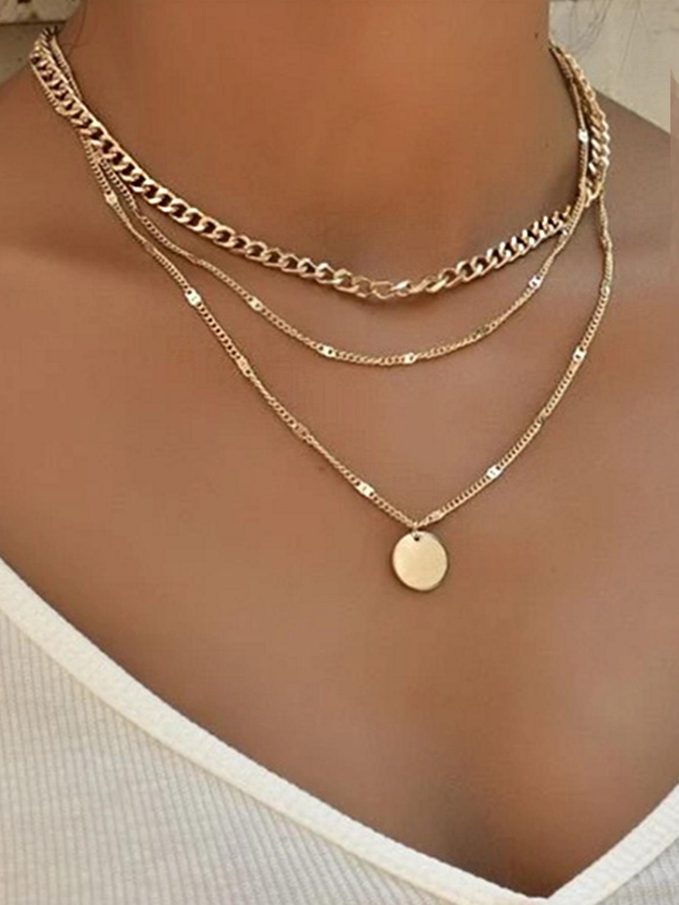 

Унисекс Роскошное Многослойное Круглое Ожерелье с Подвеской