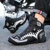 Unisex Leather Motorcycle Boots Large Size Rotation Button Anti -slip Anti -collision Competition Riding Shoes