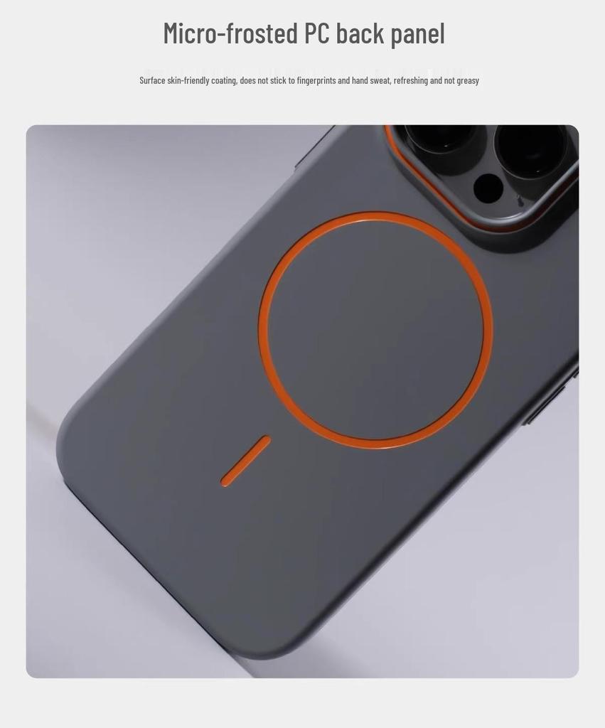 Magnetic Thin Ring iPhone 15/16 Pro Max Color Block Lens Frame Case - Skin-Friendly Protective Design