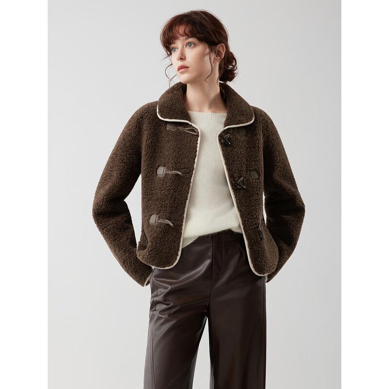 ELLE Retro Color Block Plush Short Coat L