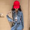 Girls' Spring/Autumn Set Medium-Large Kids' Single-Button Denim Jacket + Pants Two-Piece Set
