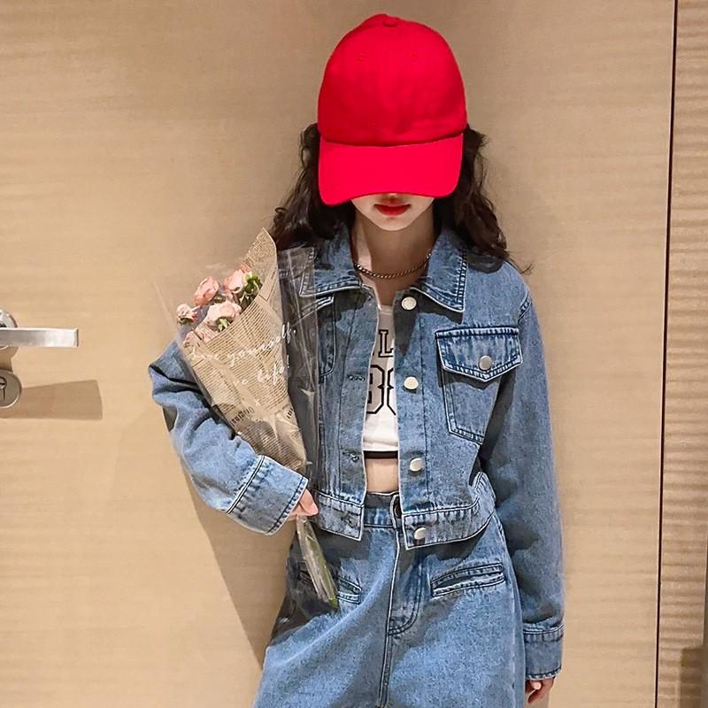 Girls' Spring/Autumn Set Medium-Large Kids' Single-Button Denim Jacket + Pants Two-Piece Set