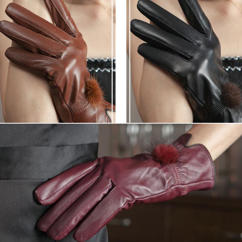 Mănuși din piele naturală pentru femei Mănuși de ciclism din catifea îngroșată și caldă