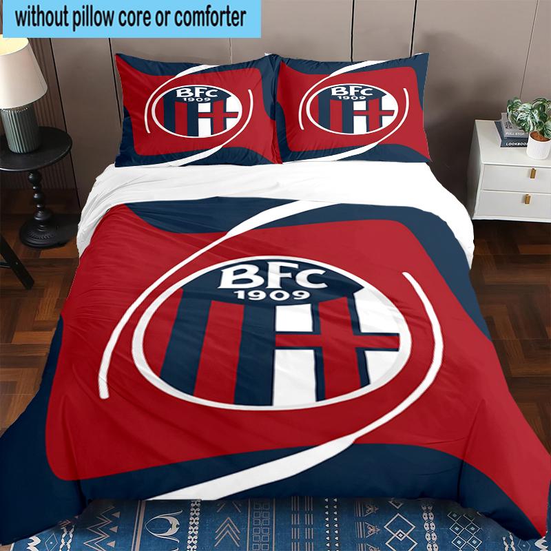 3PCS Football Bologna Bedding Set,Including 1pc Duvet Cover And 2pcs Pillowcases Perfect for Bedroom, Dormitory, Fan Christmas gift