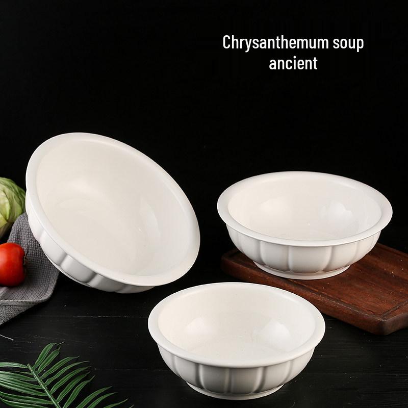 Large Pure White Ceramic Soup Bowl for Home or Restaurant.