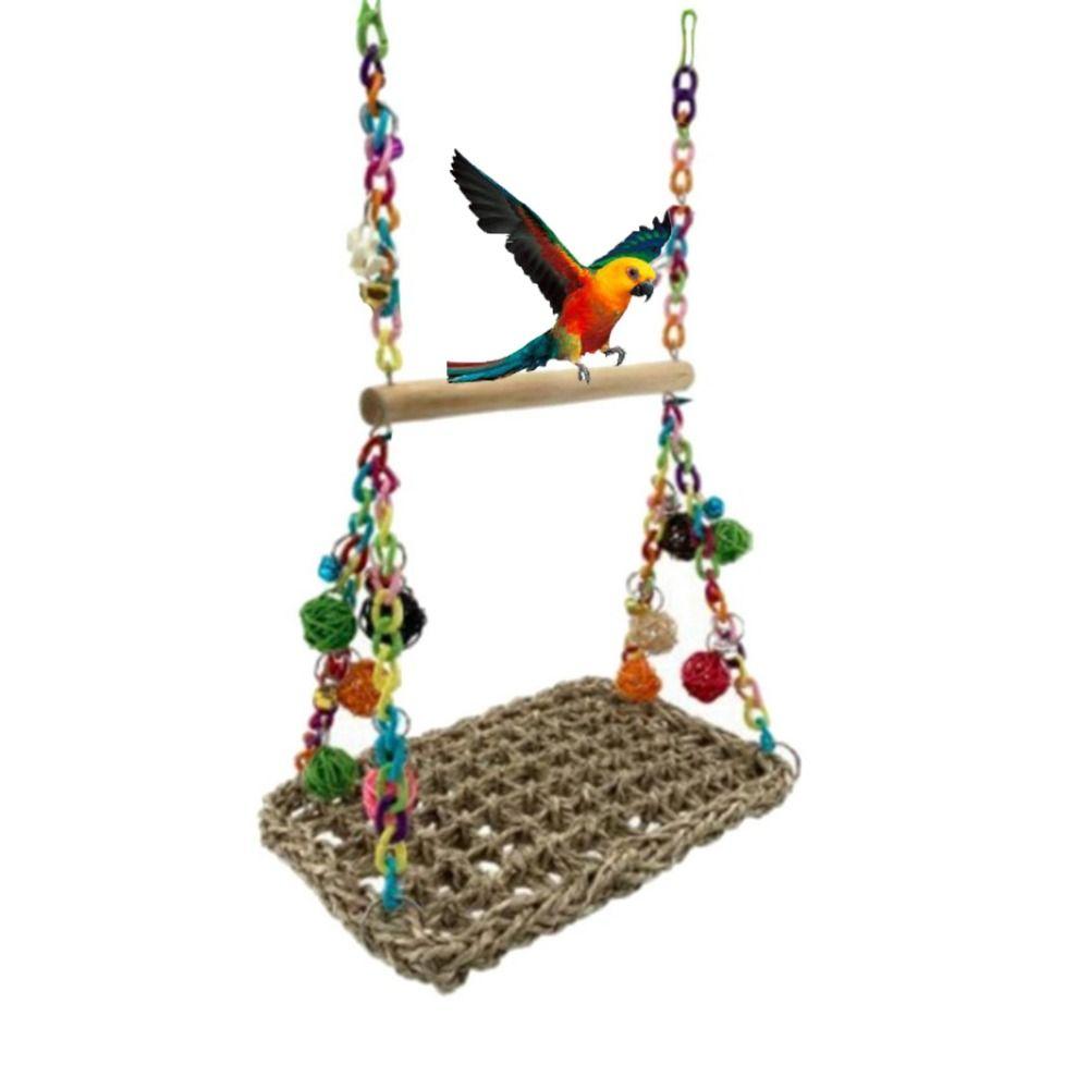 Boredom Bite Resistant Hanging Bird Toy Parrot Climbing Net Pet Hammock Bird Perch Parrot Swing Toy