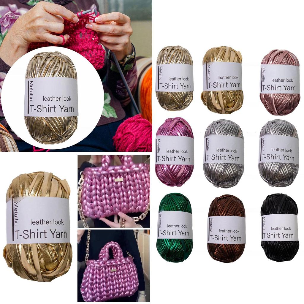 Metallic T Shirt Yarn Shiny Knitting Crochet Yarn for Crocheting Beginners