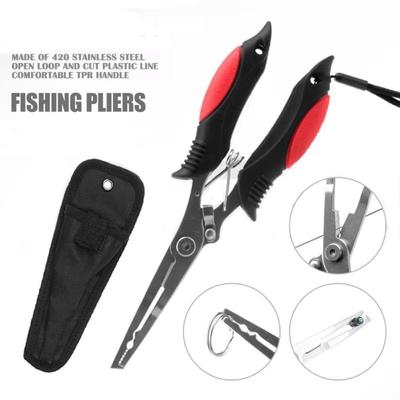 Curved Mouth Fishing Pliers Long Nose Stainless Steel Lure Fishing Tong Professional Multifunction Fishing Scissors