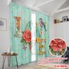 2pcs,2D plane printing Curtains&Window Treatment LOVE bird floral art Polyester Easy Install (without rod) Home Decor Perfect