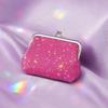 Women's Small Coin Purse, Vintage Kiss Lock Faux Leather Change Purse, Cute Lipstick Jewelry Storage Case, Sparkling Sequins Mini Shiny Wallet