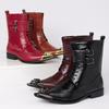 Men Mid Calf Fashion Pointed Leather British Style Business Dress Motorcycle Boot Designer Botas for Adult Men