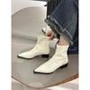 New Pointed Toe Women Slim Ankle Boots Square Low Heel Ladies Elegant Back Zippers Short Booties Women's Footwear