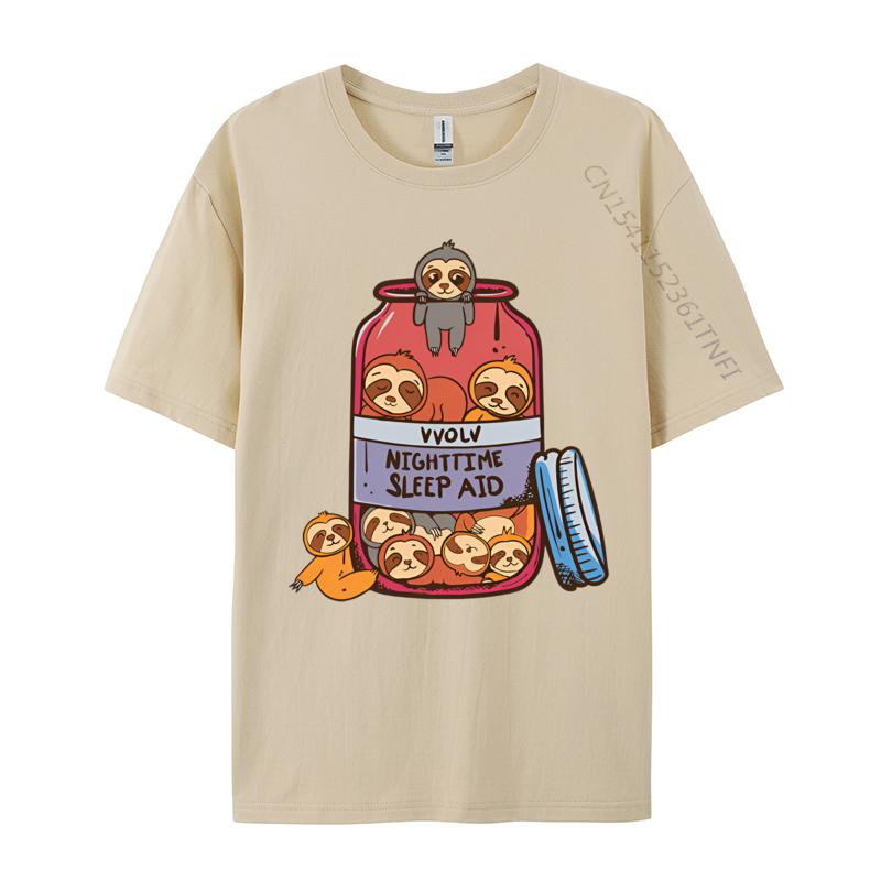 Funny Sloths Nighttime Sleep Aid Funny Tshirts Vintage Tshirt Men Tee Shirts Soft Texture Man Clothing