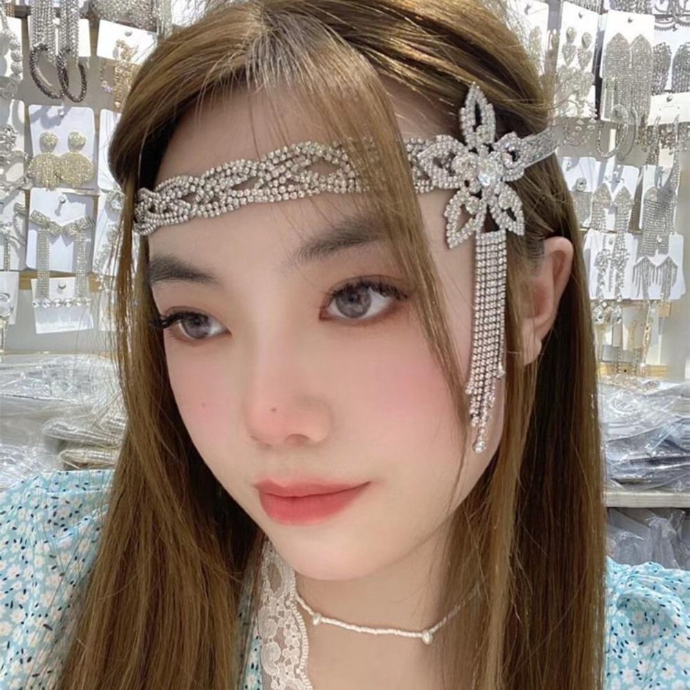 Shiny Exaggerated Necklace Hollow Lace up Necklace Charm Rhinestone Flower Necklace  Wedding