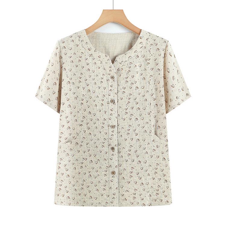 

Women s Cotton Linen Short Sleeve Shirt for Middle-Aged & Elderly 2XL (recommended for 50-60 kg) жовтий