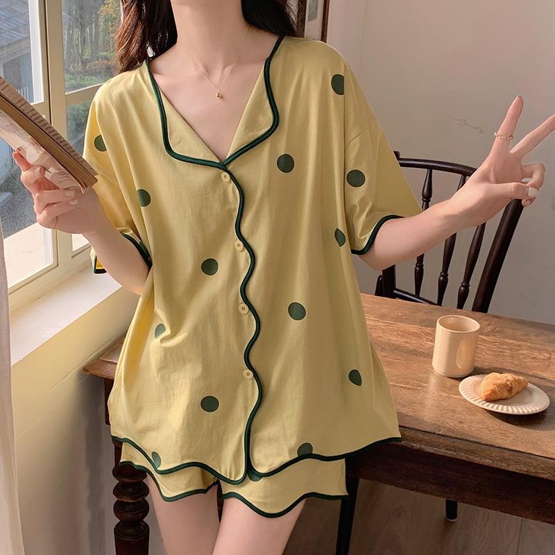 Pajamas Women'S Short-Sleeved Shorts Thin Korean Version Style Sweet Cartoon Loungewear Suit Can Be Worn Outside