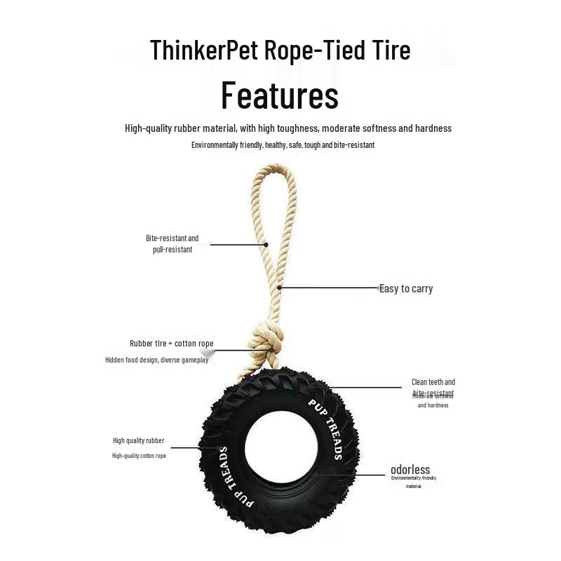 Pet Dog Toy: Durable Rubber Tire for Large Dogs - Interactive, Bite-Resistant, and Teething-Friendly