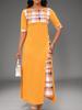 2026 New Style Dress, Round-neck Color-matched Short-sleeved Irregular-length Dress