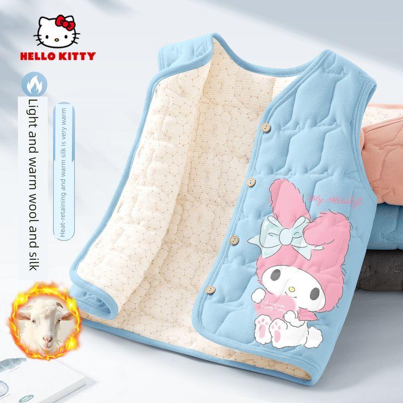 Hello Kitty Children's Vest for Girls, Fleece-Lined and Thickened Cotton-Padded Inner Wear, Baby Top for Winter Layering